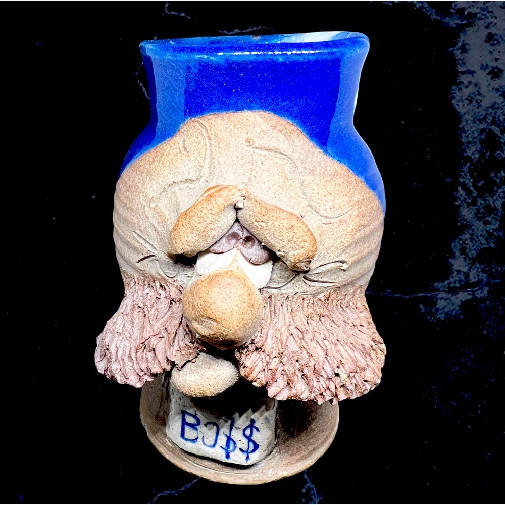 Vintage 1982 Ordinary People Pottery Ugly Face Mug 'BO$$', United Design Studio